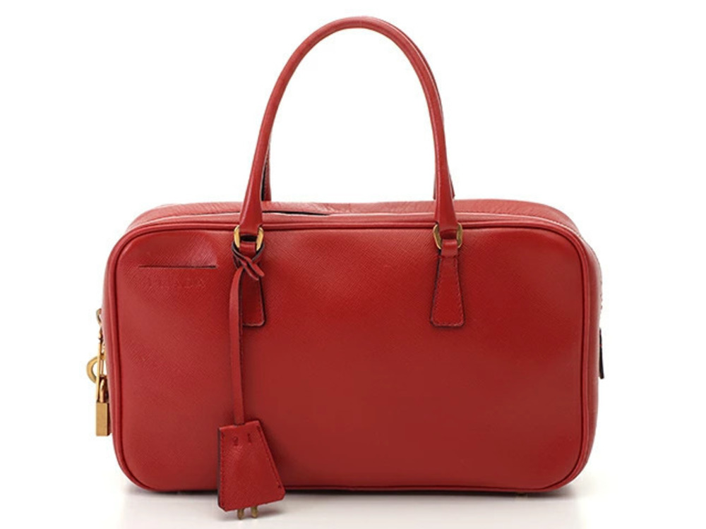 Prada Saffiano Handbag Red Calfskin